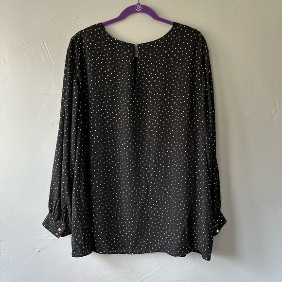 Black and Metallic Gold Dotted Blouse, size 3XL, Ava and Viv brand, NWOT - Picture 5 of 9